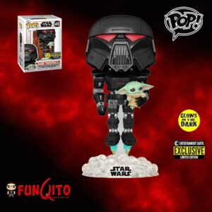 Star Wars Mandalorian Dark Trooper con Grogu GITD Funko Pop! Exclusivo