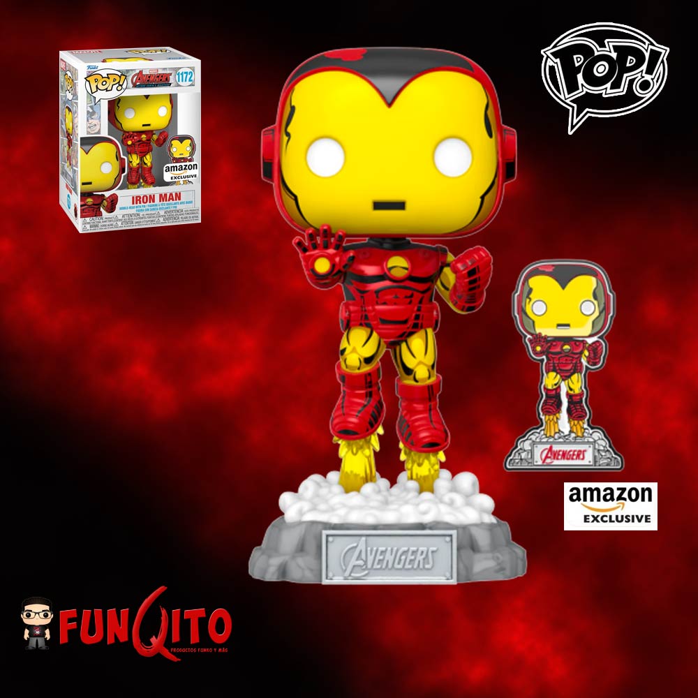 Avengers 60 Años Iron Man con Pin Funko Pop! Exclusivo - FUNQITO